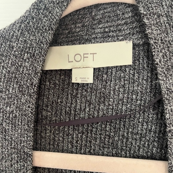 LOFT Charcoal Open Front Cardigan - Picture 2 of 4